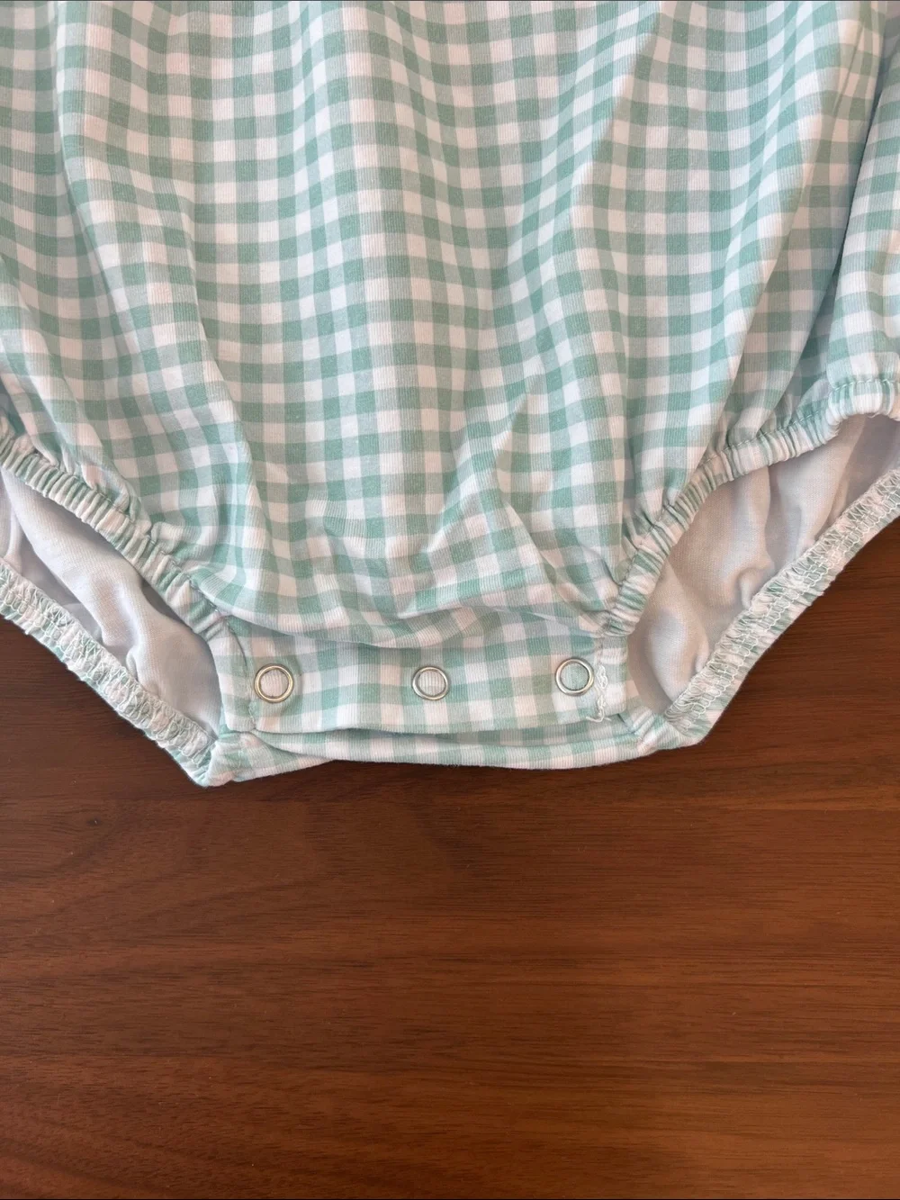 Stitch Fish Mint Gingham Baby Romper with Harvest Embroidery, 24 months
